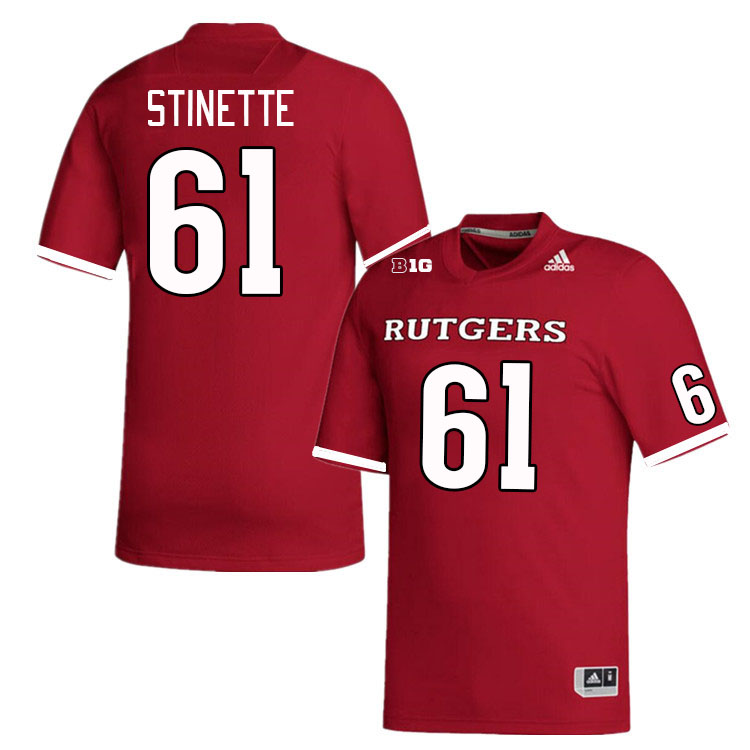 Men #61 Emir Stinette Rutgers Scarlet Knights College Football Jerseys Stitched Sale-Scarlet